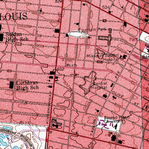 Topographic Map of Church of the Redeemer, MO