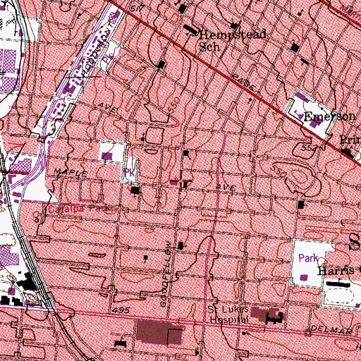 Topographic Map of Dozier School, MO