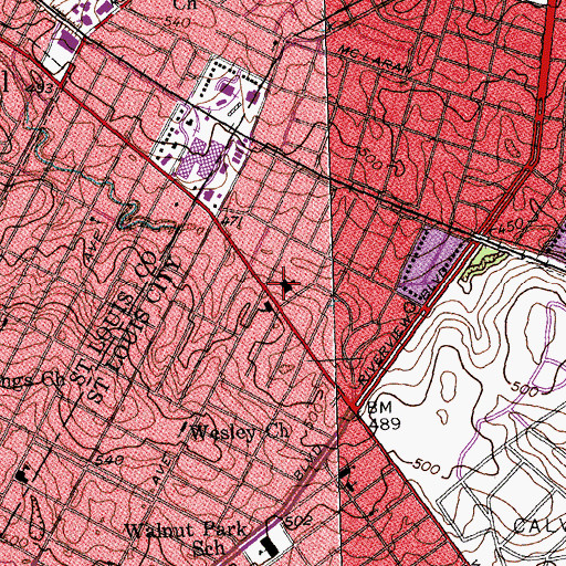 Topographic Map of Herzog School, MO