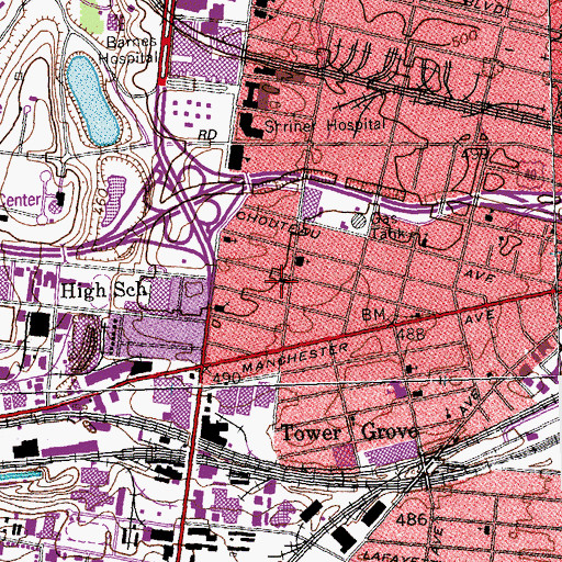 Topographic Map of Gibson Heights Church, MO