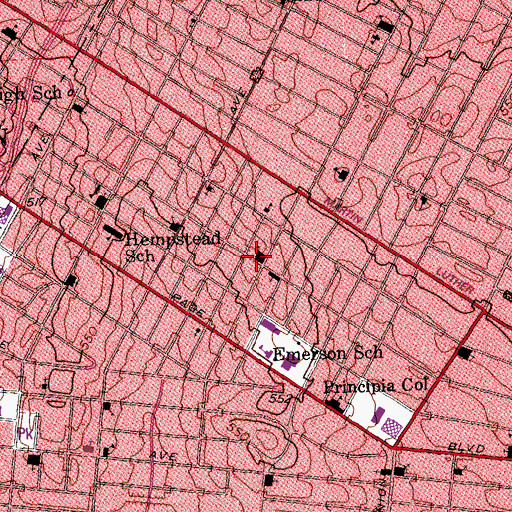 Topographic Map of Grace Church, MO