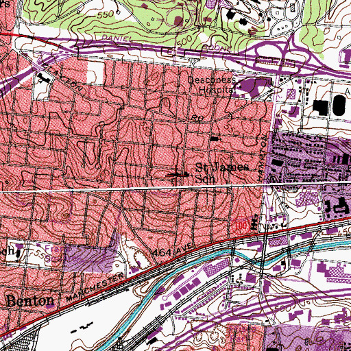 Topographic Map of Saint James Church, MO