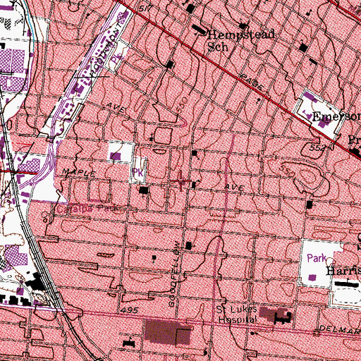 Topographic Map of Saint Rose of Lima Church, MO
