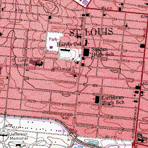 Topographic Map of Westminster Church, MO