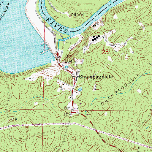 Topographic Map of Champagnolle, AR