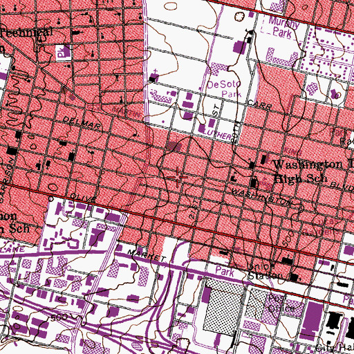 Topographic Map of All Saints Church (historical), MO