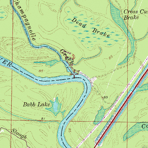 Topographic Map of Champagnolle Creek, AR