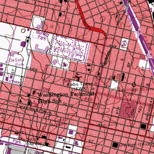 Topographic Map of Carr School, MO