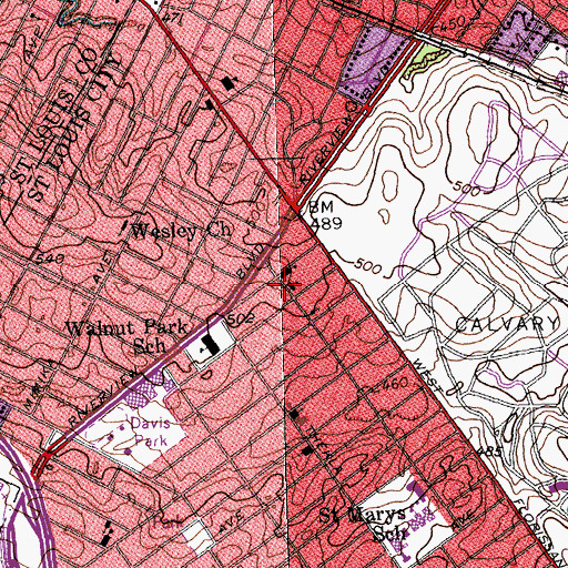 Topographic Map of Nativity of Our Lord Church, MO