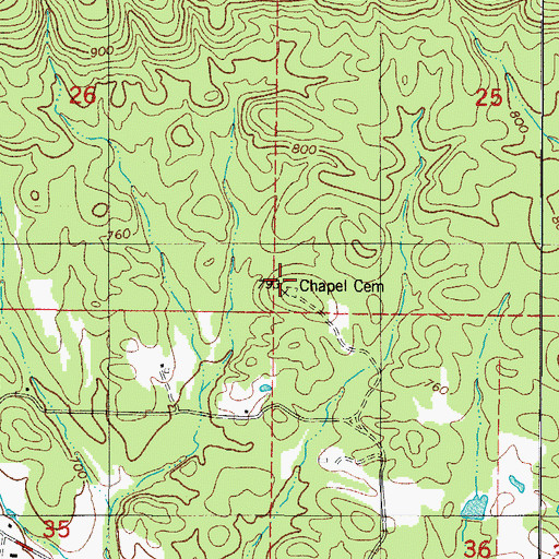 Topographic Map of Chapel Cemetery, AR