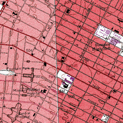 Topographic Map of Visitation Church, MO