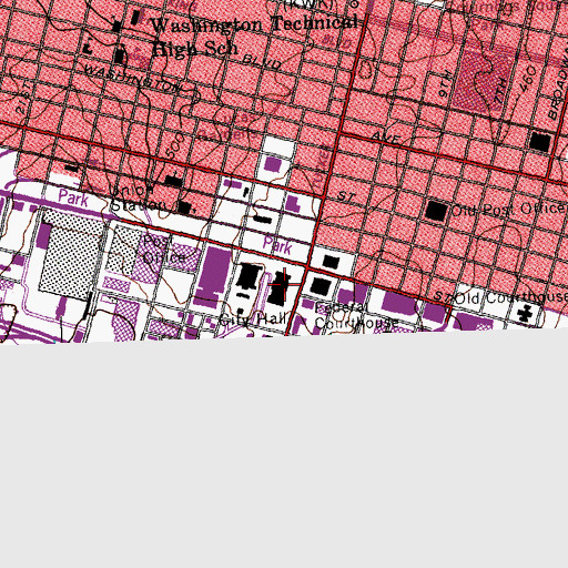 Topographic Map of Washington Park, MO
