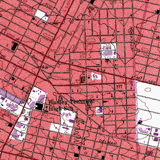 Topographic Map of Glasgow School, MO
