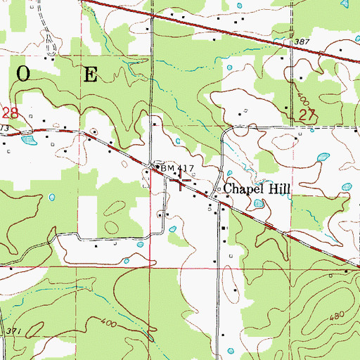 Topographic Map of Chapel Hill, AR