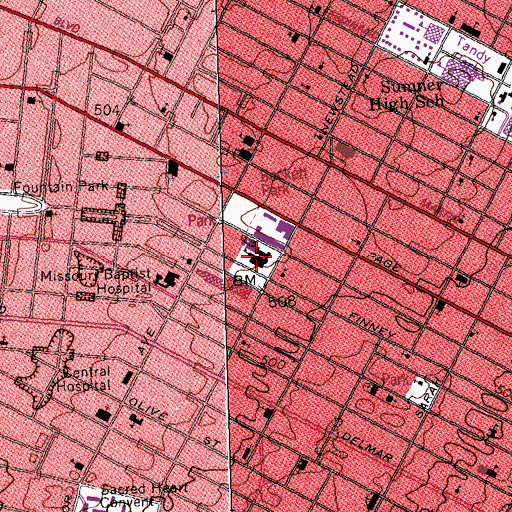 Topographic Map of Ranken School of Mechanical Trades, MO