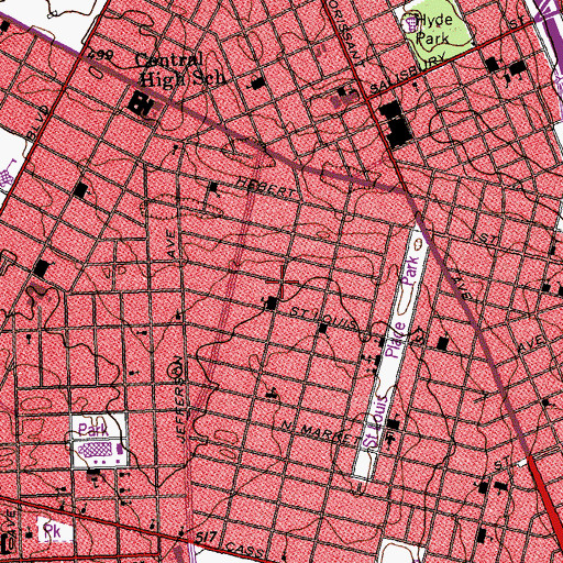 Topographic Map of Sacred Heart Church, MO