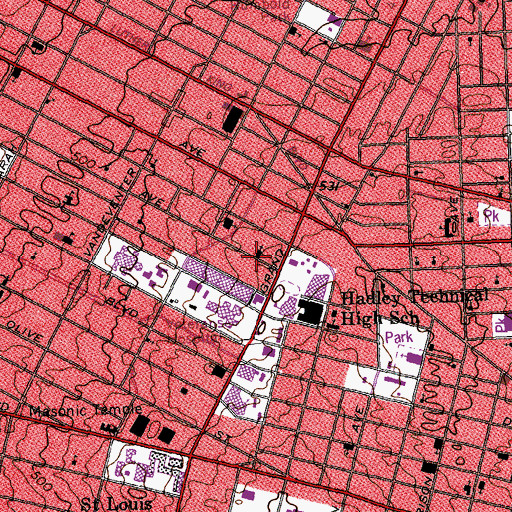 Topographic Map of Saint Alphonsus Church, MO