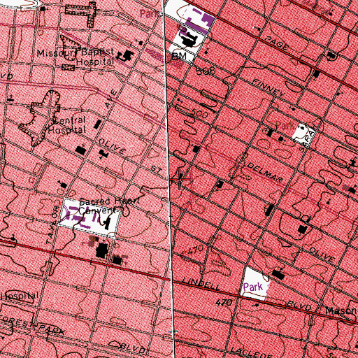 Topographic Map of Saint Georges Chapel, MO
