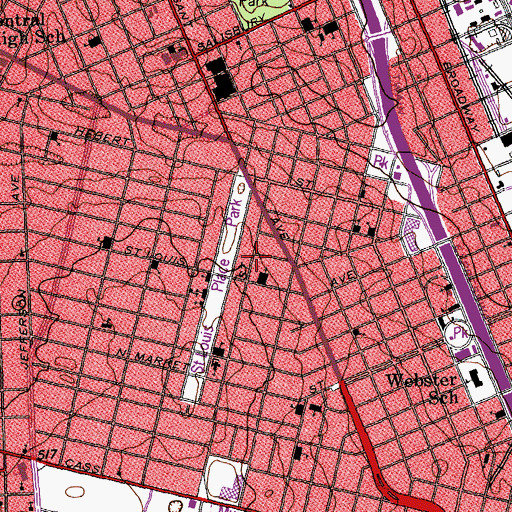 Topographic Map of Saint Pauls Church, MO