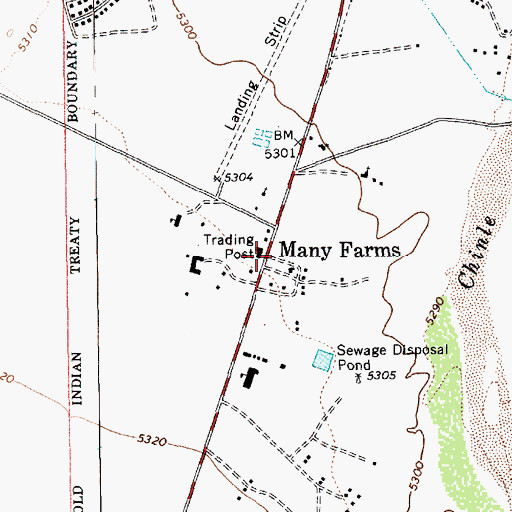 Topographic Map of Many Farms, AZ