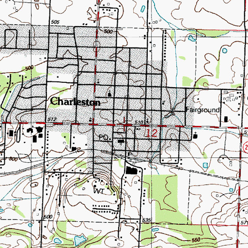 Topographic Map of Charleston, AR