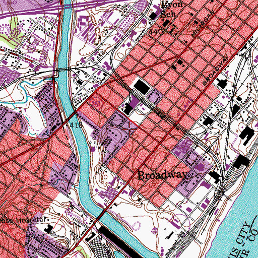 Topographic Map of Carondelet School, MO