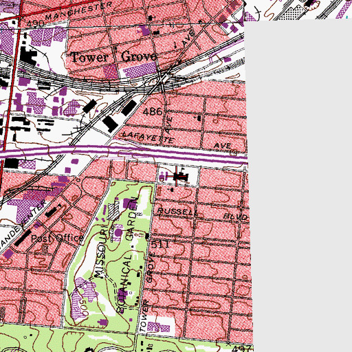 Topographic Map of Mullanphy School, MO