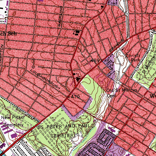 Topographic Map of Gardenville School, MO
