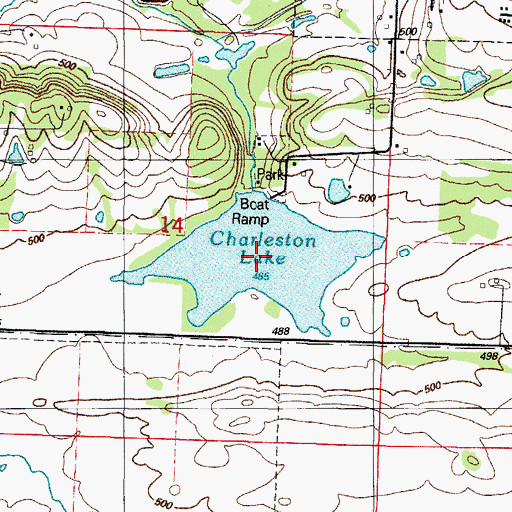 Topographic Map of Charleston Lake, AR