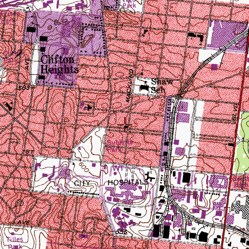 Topographic Map of Reber Place Church, MO