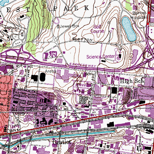 Topographic Map of Rock Springs, MO