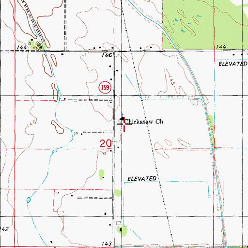 Topographic Map of Chickasaw Baptist Church, AR