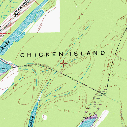 Topographic Map of Chicken Island, AR