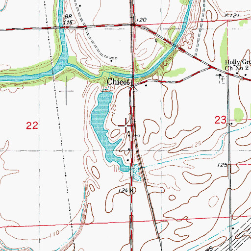 Topographic Map of Chicot, AR