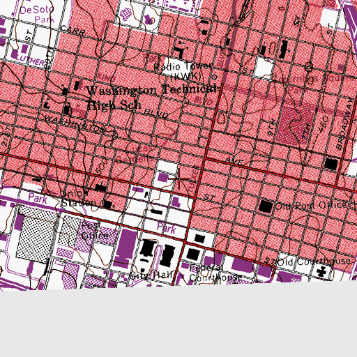 Topographic Map of Christ Church Cathedral, MO