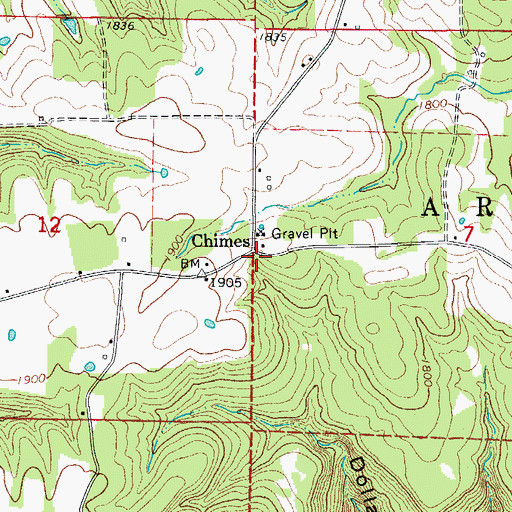 Topographic Map of Chimes, AR