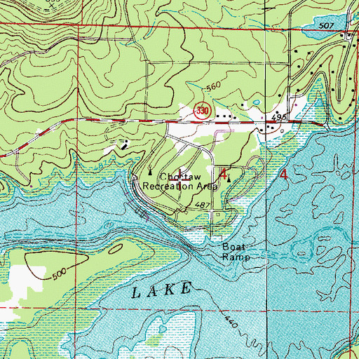 Topographic Map of Choctaw Recreation Area, AR