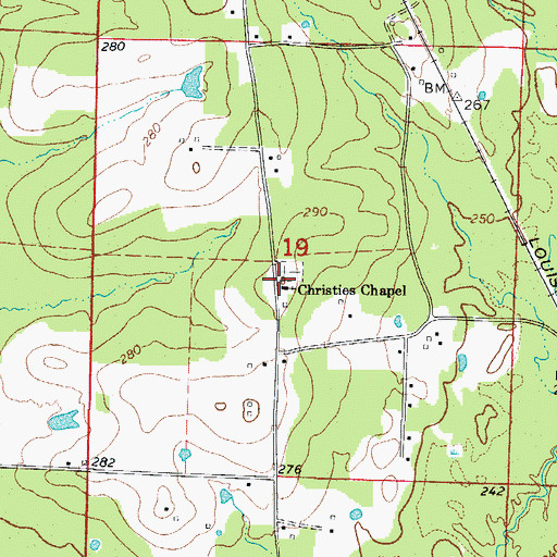 Topographic Map of Christie Chapel United Methodist Church, AR