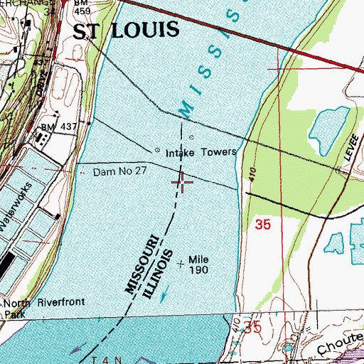 Topographic Map of Locks 27, MO