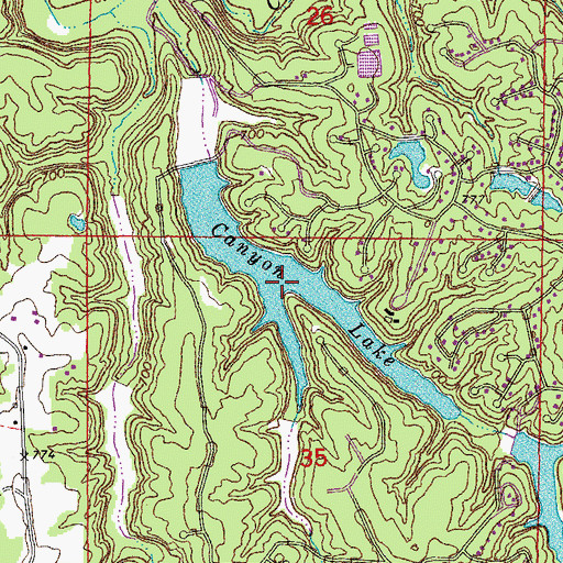 Topographic Map of Canyon Lake, MO