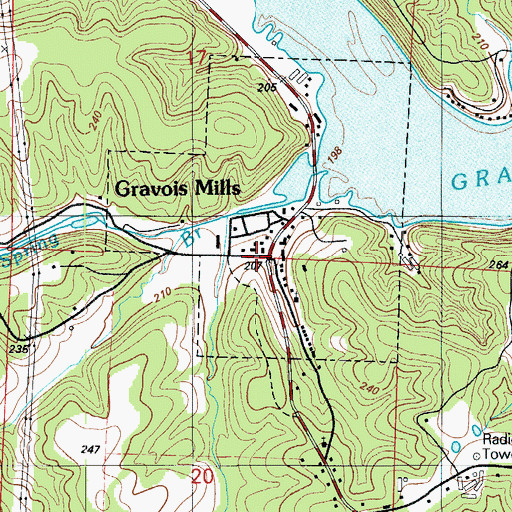 Topographic Map of Gravois Mills, MO