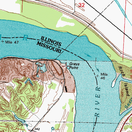 Topographic Map of Grays Point, MO
