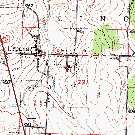 Topographic Map of Urbana School, MO