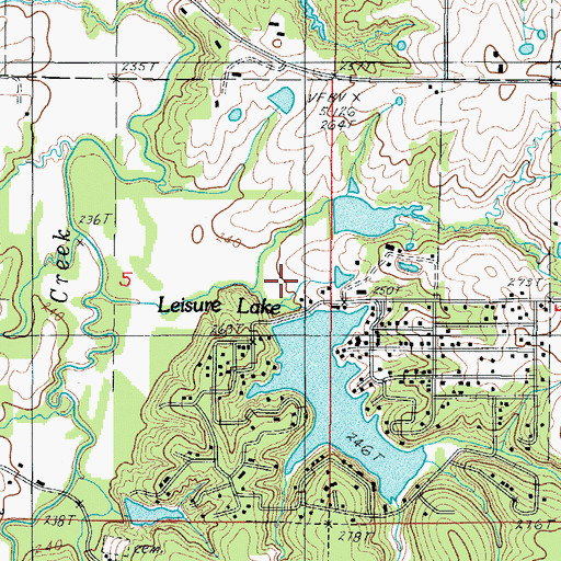 Topographic Map of Leisure Lake Dam, MO