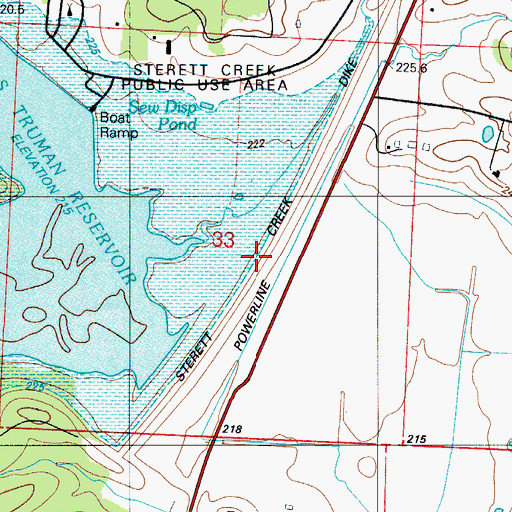Topographic Map of Sterett Creek Dike, MO