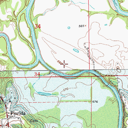 Topographic Map of Mark Twain Lake, MO