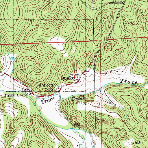 Topographic Map of Antioch Baptist Church (historical), MO