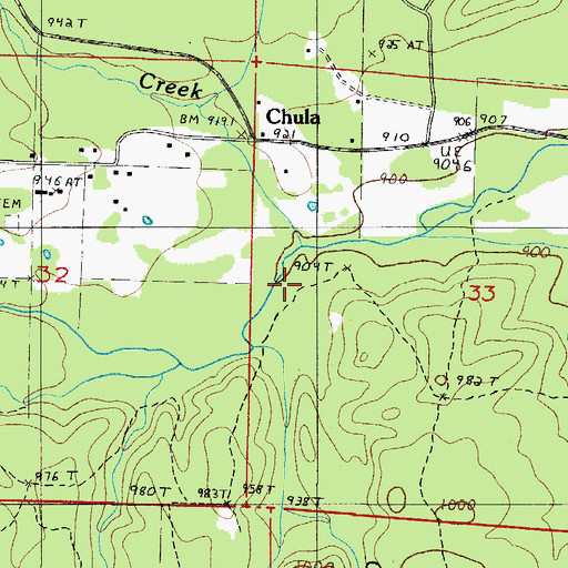 Topographic Map of Clark Creek, AR