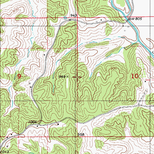 Topographic Map of Township of Morrow, MO