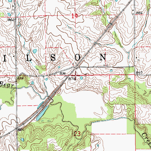 Topographic Map of Township of Wilson, MO